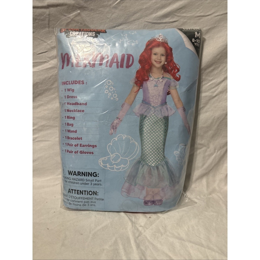 NEW Spooktacular Creations Girls Mermaid  Costume, Kids Mermaid Size Medium 8-10